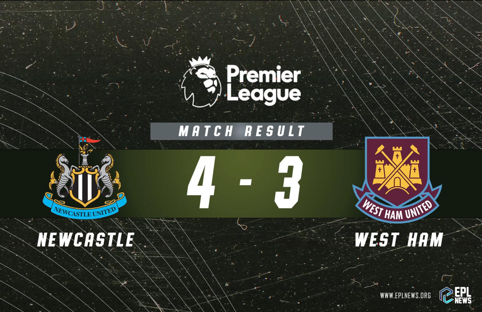 Tường thuật trận đấu Newcastle vs West Ham 4-3