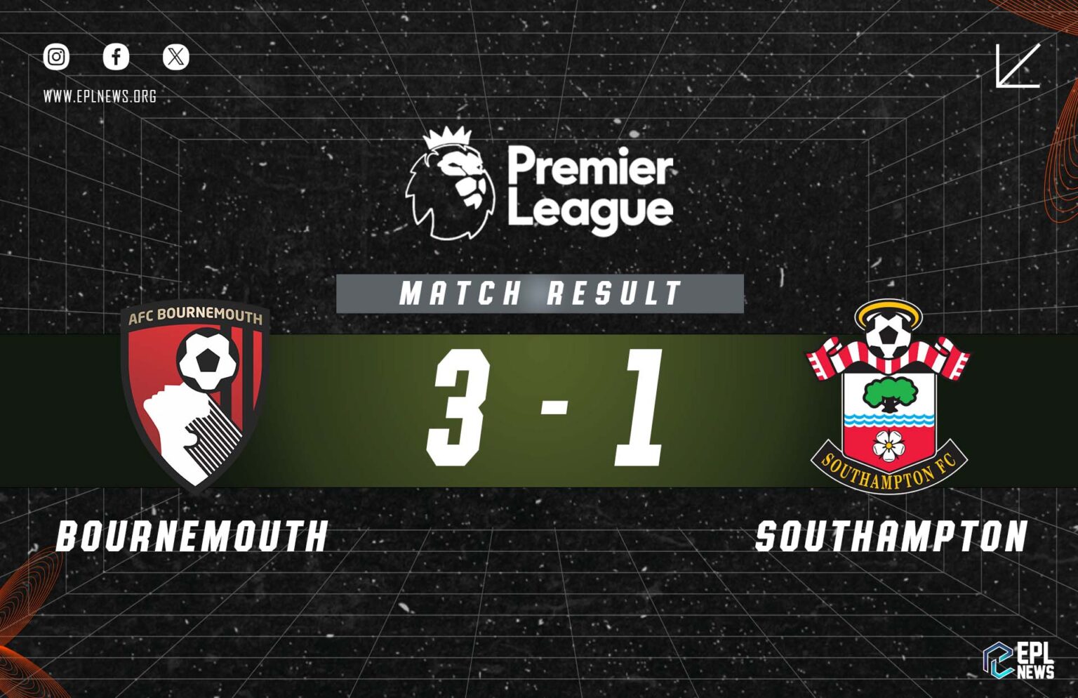 Bournemouth vs Southampton 3-1 Report